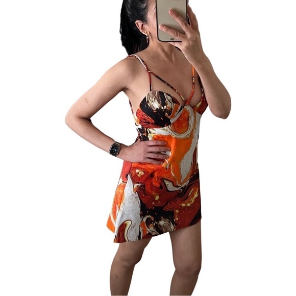 URBAN OUTFITTERS Pretty Please Cut Out Mini Dress Orange Medium - Picture 5 of 6